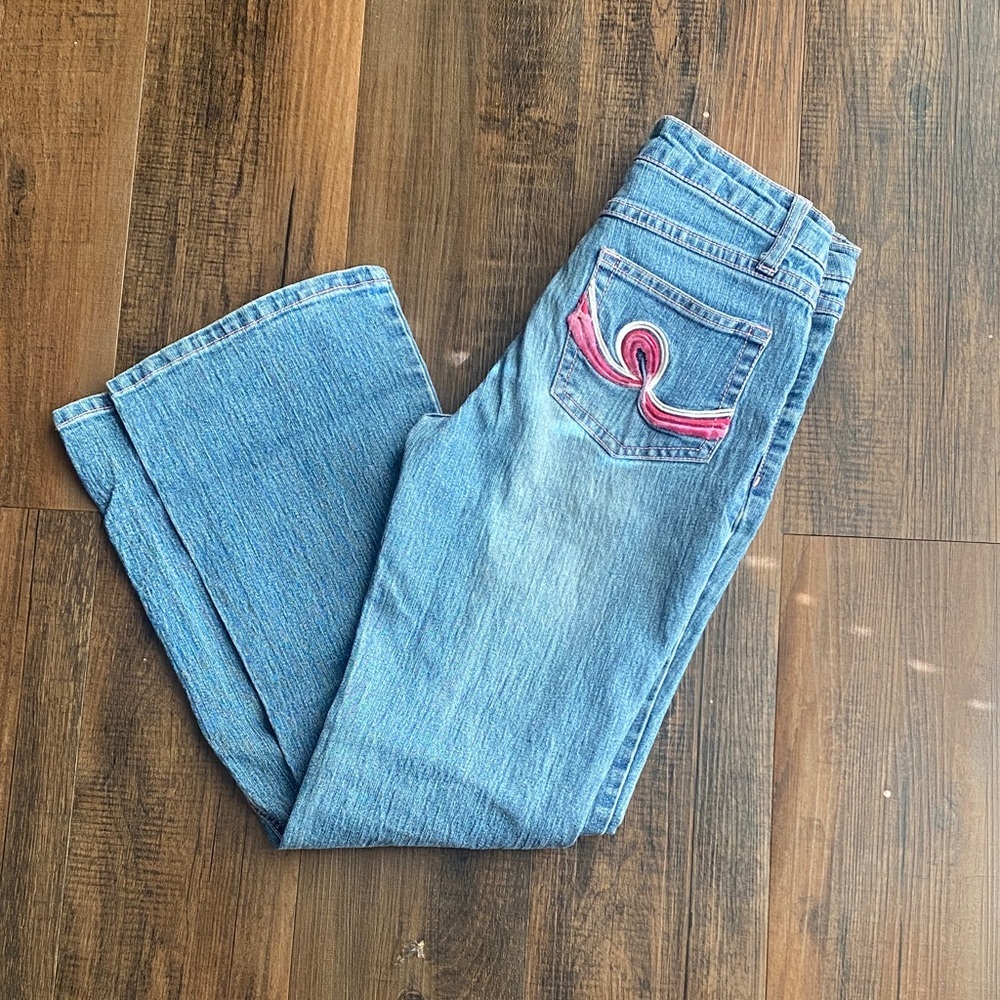 ❤️Route 66 Kids Blue Jeans with Pink Pocket Design